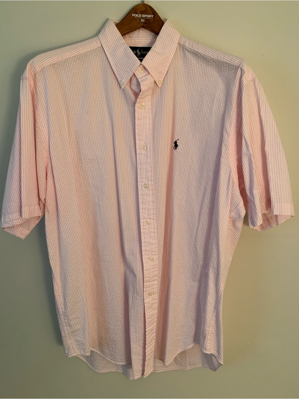 Polo by Ralph Lauren Pink Seersucker Short-Sleeve Button-Down Shirt